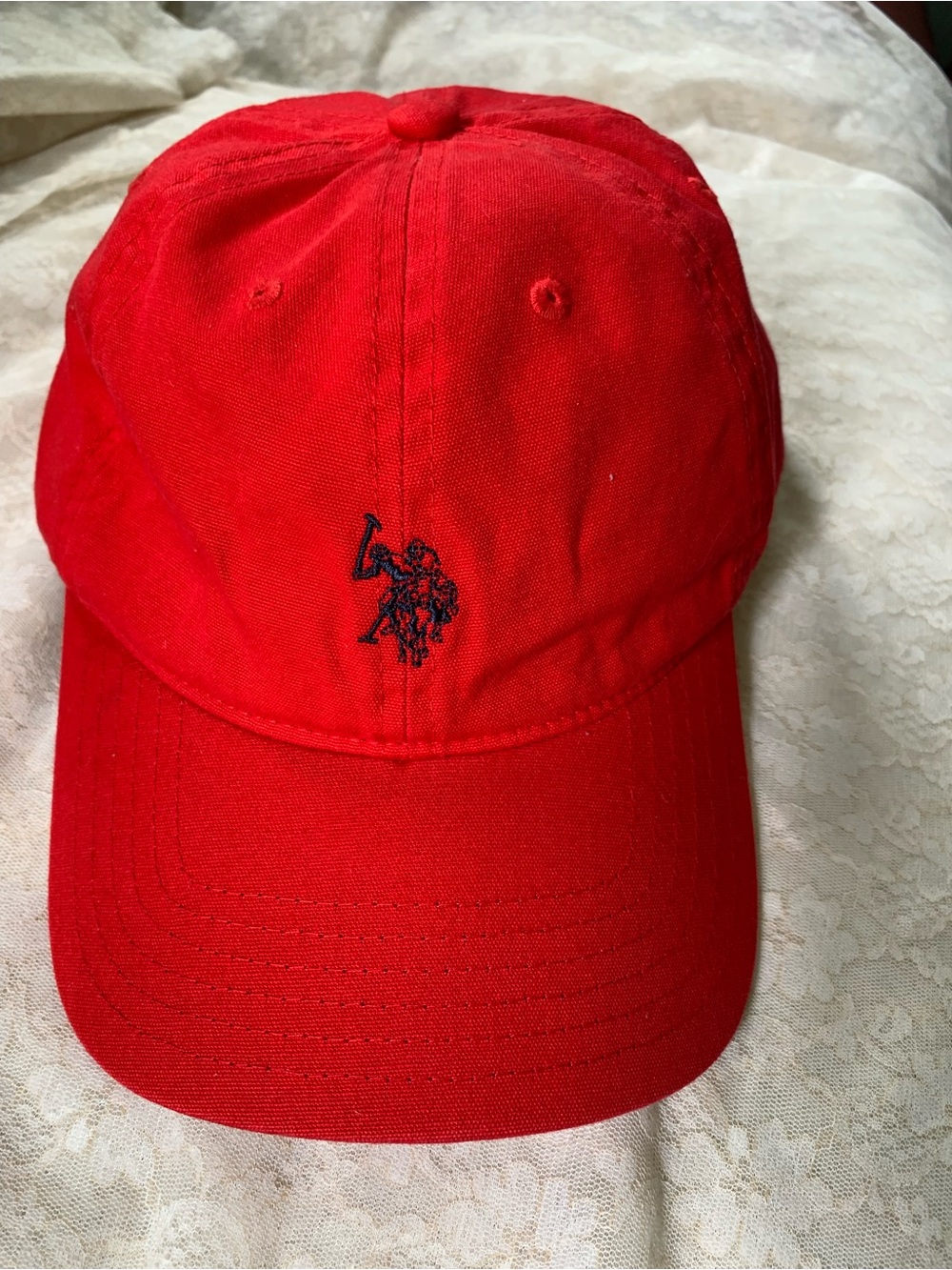 US Polo Assn Hat Men OS Red Strapback Cap Ralph Lauren Minimal Embroidered Pony